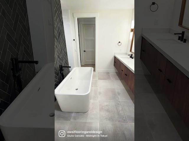 Slate herringbone and hexagon tiles 