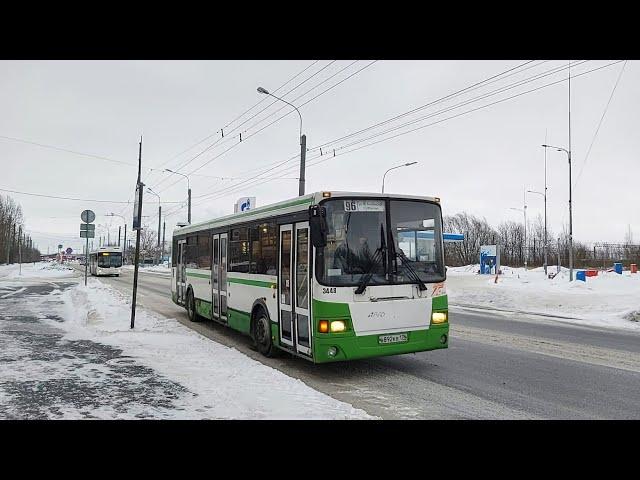 Автобус, маршрут №96 (через оборот на Загребском) ЛиАЗ-5293.53 б.3448 (23.12.2021) Санкт-Петербург