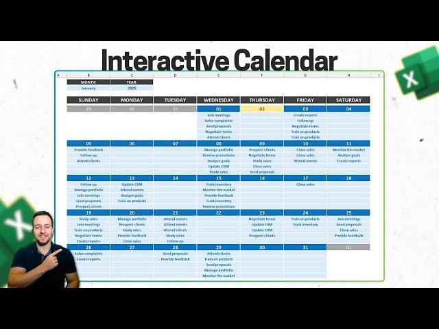 How to Make a Calendar to See Scheduled Tasks/Events in Excel