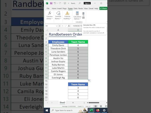 Randbetween Function | | Excel Formulas & Tricks in One Minute | #microsoftexceltutorial