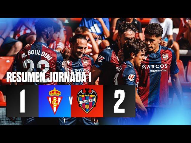 J1 Resumen del partido Real Sporting 1-2 Levante UD | LaLiga Hypermotion 2024/25 | Levante UD