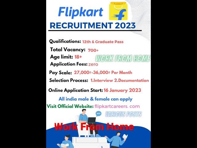 12th Pass Job| Work From Home | Flipkart Recruitment 2023 | Freshers Jobs 2023 #shorts #jobs2023