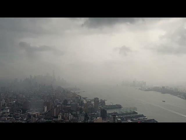 Stormy Day Over New York City - Dramatic Skyline and Hudson River View