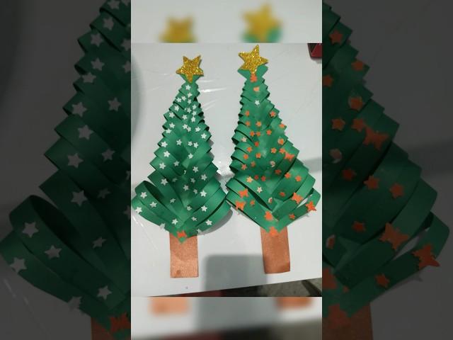 Easy Christmas Tree Craft With Paper || #ytshorts #shortsfeed #christmasdecor #diy #shorts #art