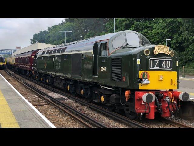 40145 ( Pathfinder RailTour, The Golden Anniversary ) Passes Brockenhurst Railway Station.