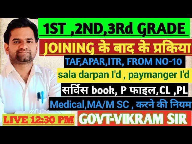 2grade JOINING  बाद की प्रकिया || TAF,APAR ,ITR, From no 10 ,paymanger I'd ,saladarpan I'd ,CL ,PL