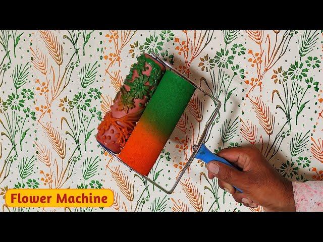 Decorative flowers on wall with soft Pattern Roller | Danish Paint & tech