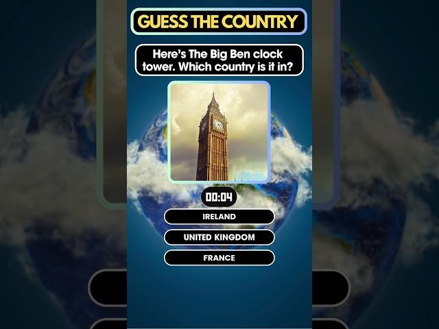 Guess the Country Quiz | Here’s The Big Ben clock tower. Which country is it in? #Shorts
