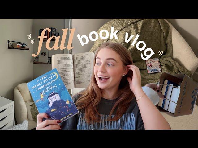 a FALL book vlog  mood reading my fall TBR, setting up my cozy reading corner, Barnes haul & more