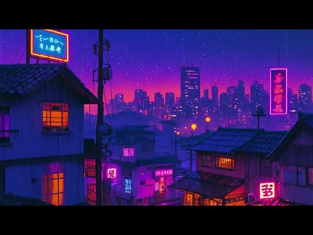 1980s Lofi Rain Vibes  Japanese City at Night Ambience for Meditation, Sleep & Relaxing Mood