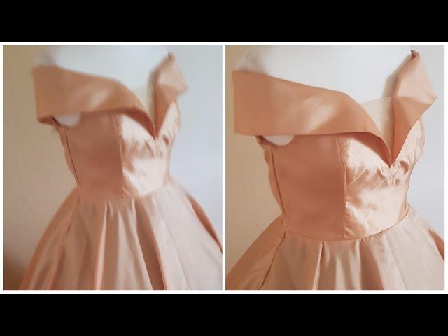 How to Sew off shoulder Cape Ball Gown/Prom Dress