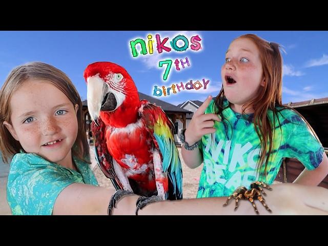 CRAZY ANiMALS invited to NiKOS 7th BDAY!!  Adley helps me Surprise Niko with dangerous snakes & bugs