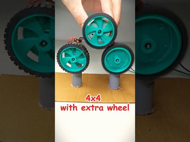 Unique Invention • 4x4 using extra wheel | #tech #4x4 #dcmotor #motor #invention #youtubeshorts