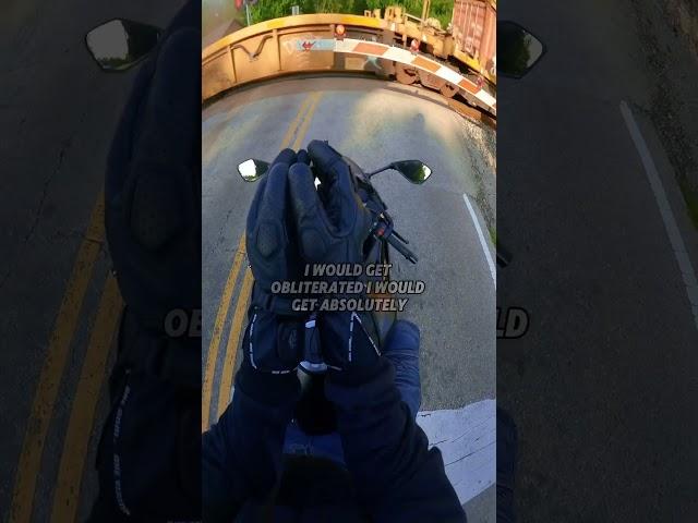 Biker finds cool train #zx6r #bikerboy #booktok #biketok #motorcycle #600cc #gopro