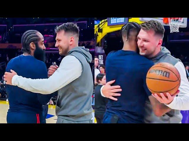 Luka Doncic's Reaction When Harden & Derrick Jones Surprised Him for His Birthday before Their Duel