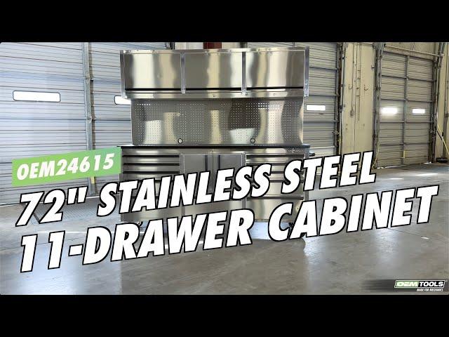 OEM24615 OEMTOOLS 72" 11-Drawer Stainless Steel Cabinet