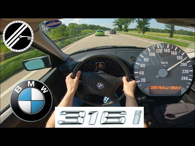 BMW 316i E36 Compact 102 PS Top Speed Drive German Autobahn No Speed Limit POV