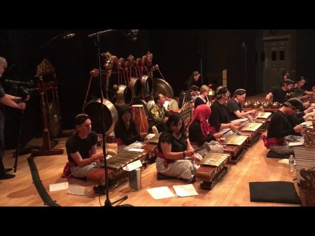 Wayang Kulit - Back view of puppeteer - Indonesian gamelan shadow puppetry art