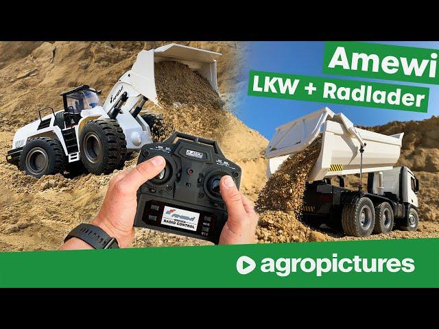 Amewi Radlader und LKW im Test | Schnellwechsler für Vollmetall Bagger | RC Baumaschinen