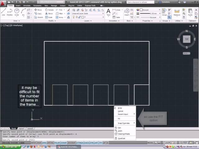 AutoCAD 2012 COPY command with Array option