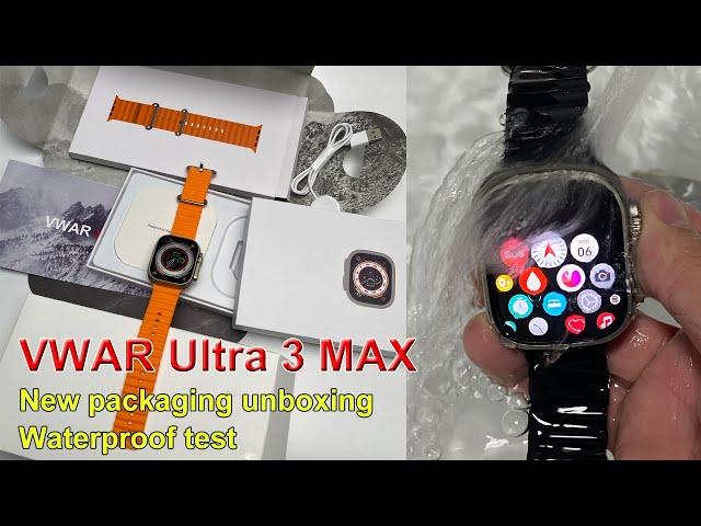 VWAR iwo Ultra 3 Max - New packaging box unboxing & Waterproof test. 2023 Smart Watch Ultra Series 8