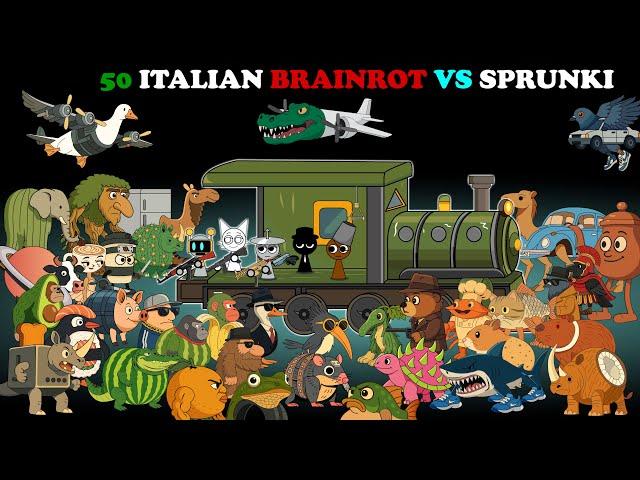50 Italian Brainrot Animals vs Sprunki: Chase Fight Edition || Funny Animation