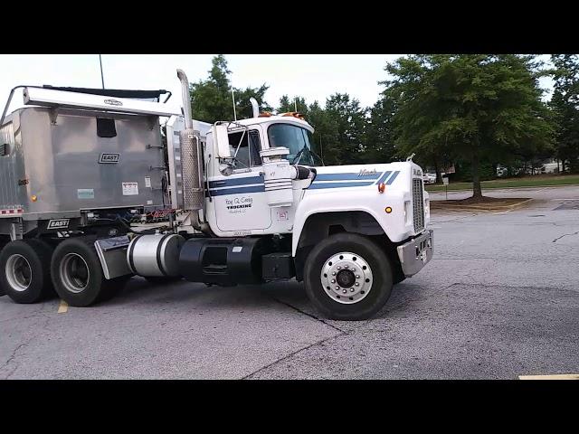 A 1986 MACK R MODEL HEADS FOR HOME FROM,WAL-MART IN SIMPSONVILLE!