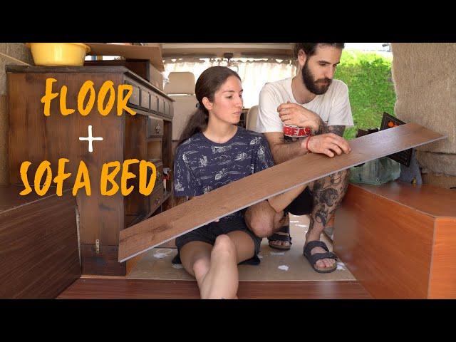 Flooring and DIY Sofa Bed Frame in our Van | Complicating our lives!