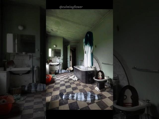 the bathroom in the abandoned house has a ghost #bathroom #kitchen #horrorshorts