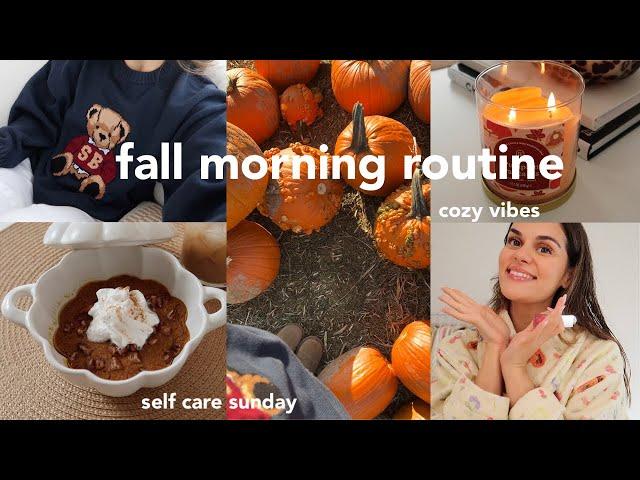 fall morning routine️pumpkin baked oats, self care sunday, cozy aesthetic