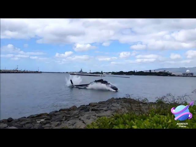 Helicopter landing gone wrong!Landing on water. Aviation mania