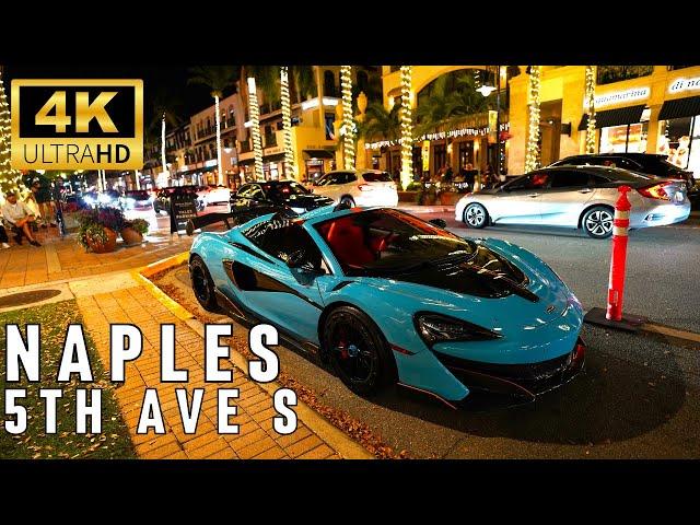 5th Avenue Naples Florida, Night Tour [4k] UHD