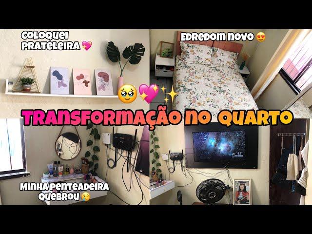 TRANSFORMANDO MEU QUARTO | troquei minha penteadeira de lugar | coloquei minha prateleira e decorei