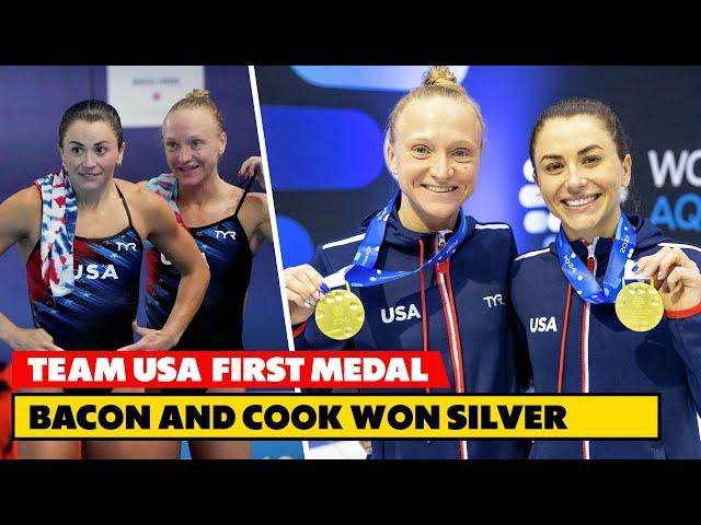 Sarah Bacon and Kassidy Cook won silver - Team USA's first medal at the Paris Olympics