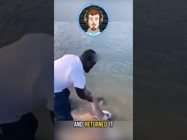 Man Returns Stranded Baby Shark to Sea #shorts  #story #heartwarming #viral