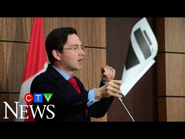 Pierre Poilievre throws redacted WE scandal documents: 'All the substance is blacked out'