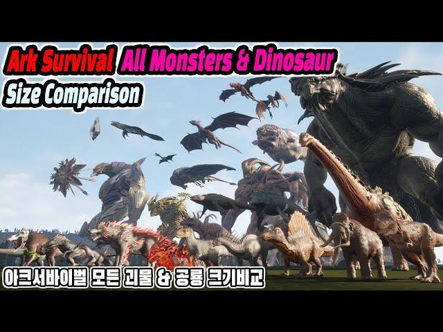 Ark All Monsters & Dinosaur Size Comparison