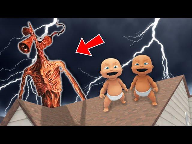 Two Babies Escape SIREN HEAD Evil Monster!