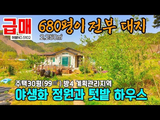 급매 전원주택매매 680평(2250㎡) 모두 대지로 되어 있어 추가 신축 가능 연못 야생화 정원 하우스 작은 연못 충남 공주부동산~행운땅 행운집부동산TV 시골집 토지 농가주택매매