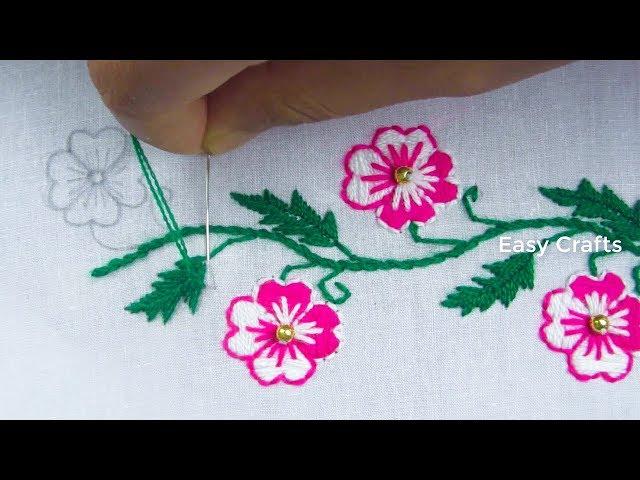 Hand embroidery, New Nakshi kantha border line design tutorial