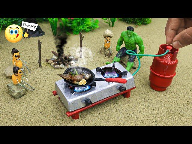 diy tractor making mini gas stove for fish cooking | @sanocreator