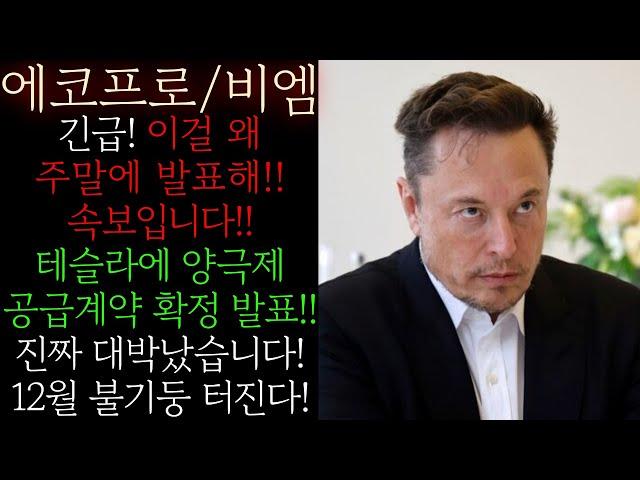 [에코프로(비엠)] 긴급! 1조2000천억 헝가리 공장 초대박 났습니다! 테슬라에 46파이 배터리 양극제 공급계약 확정 발표! 결국 급등은 이렇게 순식간에 나옵니다 #에코프로목표