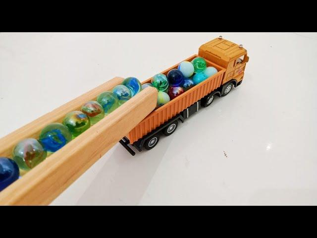 Marble Run ASMR Race  HABA Slope & Dump Truck Excavator Ambulance Forklift Garbage Truck Tractors