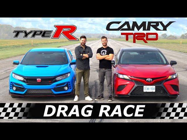 2020 Toyota Camry TRD vs Civic Type R // DRAG & ROLL RACE + SURPRISE Contender