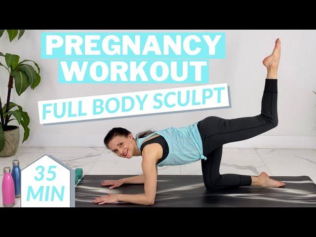 Pregnancy Workout | Full Body Sculpt (Cardio + Prenatal Pilates + Stretches)