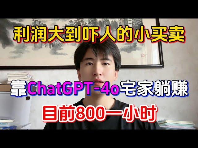 【副业赚钱】亲测实战，收益大到吓人！目前800一小时，靠AI，GPT-4o宅家躺赚，开挂的人生太爽了！#副业赚钱 #tiktok赚钱 #兼职 #创业 #chatgpt #openai