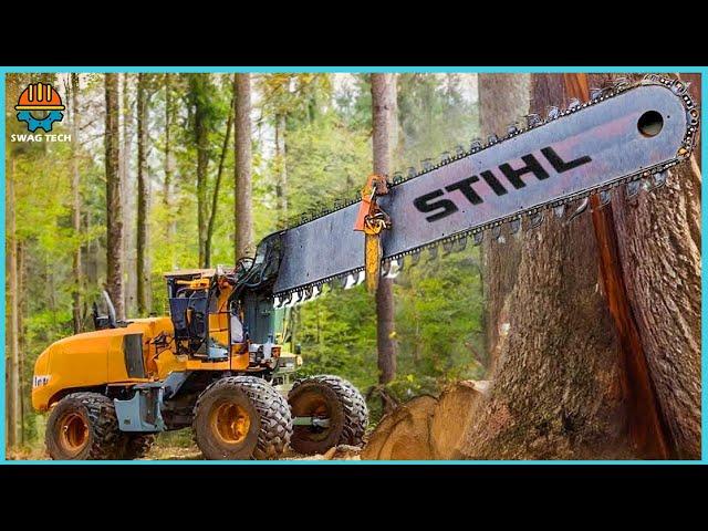 Dangerous Biggest Chainsaw Cutting Tree Machines Skills Tree Felling Climbing