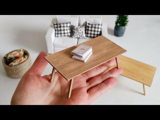 DIY dollhouse furniture ~ make a modern miniature coffee table with paper ~ free printable template