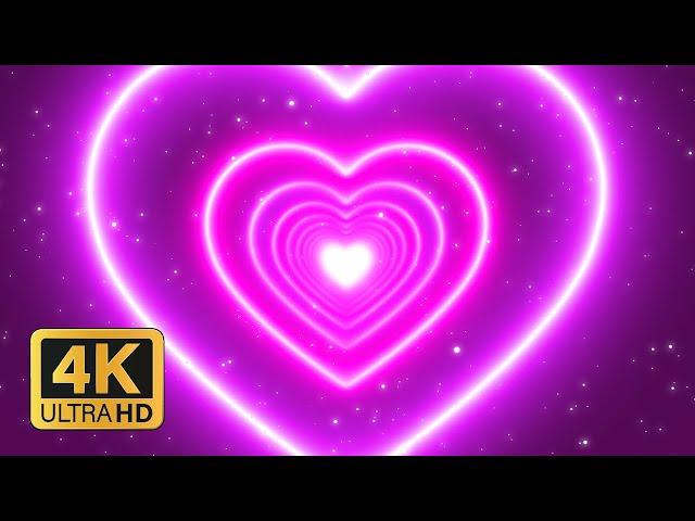 VJ Loops 2024   Pink Neon Love Heart Background Tunnel | Sparkling Pink Particles Overlay 4k 60FPS