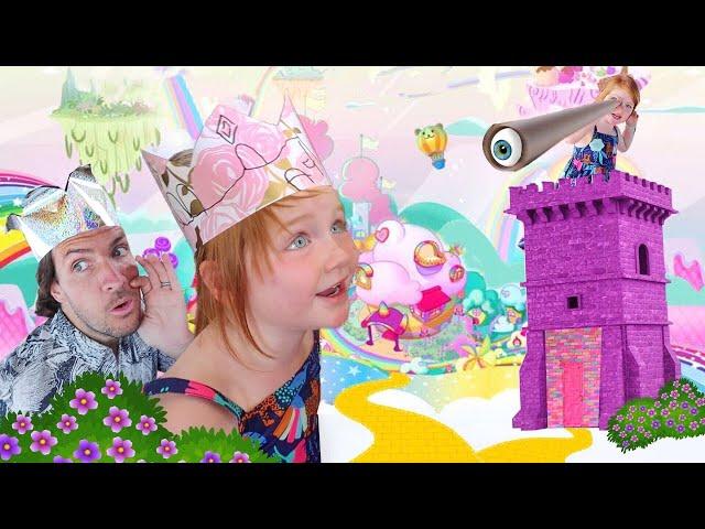 KiNG and QUEEN explore RAiNBOW JUNGLE!!  Finding New Unicorn Pets with Dad, neighbor play pretend 